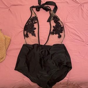 Black one piece body suit